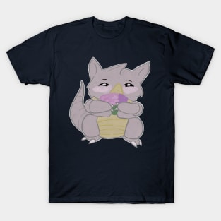 Cute Rhino smells flowers T-Shirt